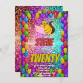 リスいけなルインターネットパーティー誕生日招待状 招待状 (正面/裏面)