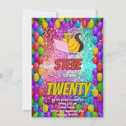 リスいけなルインターネットパーティー誕生日招待状 招待状 (正面)