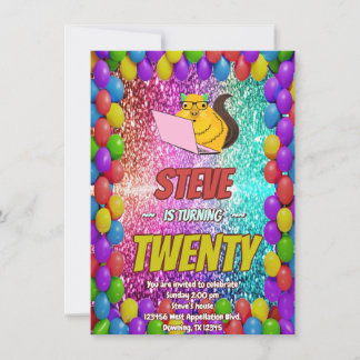 リスいけなルインターネットパーティー誕生日招待状 招待状