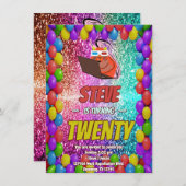 リスいけなルインターネットパーティー誕生日招待状 招待状 (正面/裏面)