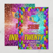 リスいけなルインターネットパーティー誕生日招待状 招待状 (正面/裏面)