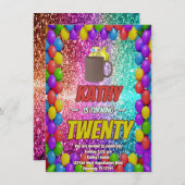 リスいけなルコーヒーバースデーパーティー招待状 招待状 (正面/裏面)