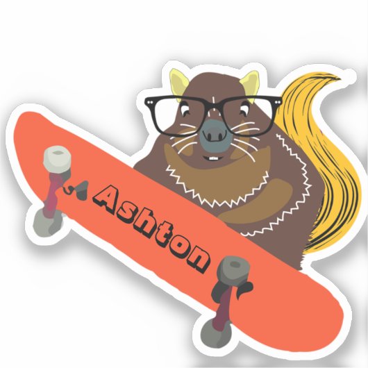 リスいけなル#1033名前をカスタムするスケート シール (正面)