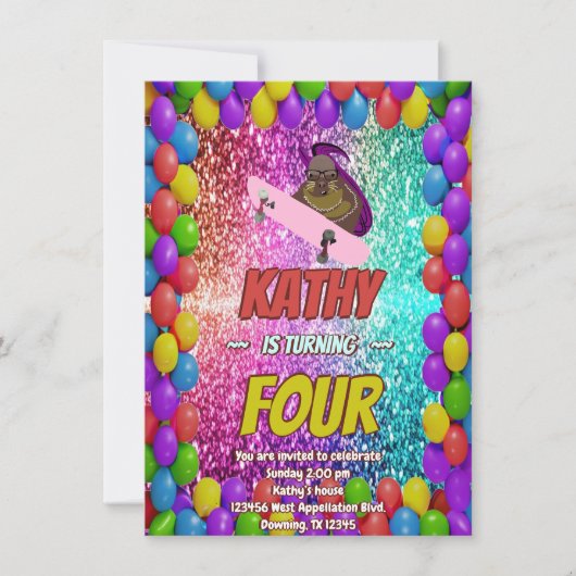 リスいけなレルスケートボードバースデーパーティー招待状 招待状 (正面)