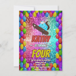 リスいけなレルスケートボードバースデーパーティー招待状 招待状