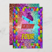 リスいけなレルスケートボードバースデーパーティー招待状 招待状 (正面/裏面)