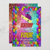 リスいけなレルスケートボードバースデーパーティー招待状 招待状 (正面/裏面)