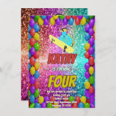 リスいけなレルスケートボードバースデーパーティー招待状 招待状 (正面/裏面)