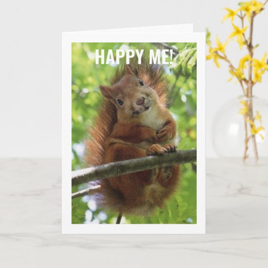 リスおっちょこちょいのが40歳の誕生日おめでとう!カード カード (黄色い花)