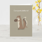 リスおめでとうカード カード (黄色い花)