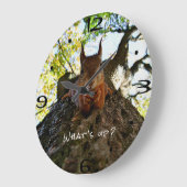 リスおもしろいクかわいい動物こんにちは ラージ壁時計 (傾斜)