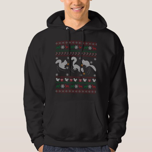 リスおもしろいズの醜いクリスマスセーターの贈り物 パーカ (正面)
