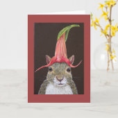 リスおもしろいルのグリーティングカードをリサ カード (黄色い花)