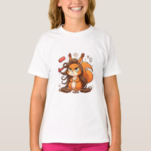 リスおもしろいルイラストレーション – グラマラス悪い髪D Tシャツ