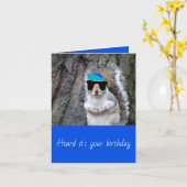 リスおもしろいル誕生日カード カード (黄色い花)