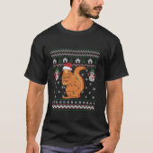 リスおもしろいレル醜いクリスマススノーフレークスライトツリーサン Tシャツ (正面)