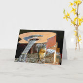 リスおよびギター カード (黄色い花)