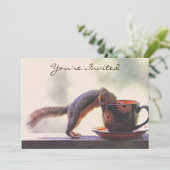 リスおよびコーヒーカップ 招待状 (スタンド正面)