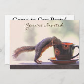 リスおよびコーヒーカップ 招待状 (正面/裏面)