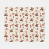 リスおよびToadstoolsのAutmnパターン フリースブランケット (正面(横))