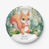 リスお洒落カラフルル誕生日 ペーパープレート (正面)