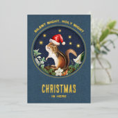 リスお洒落ル森林動物クリスマスカード 箔シーズンカード (立ち正面)