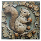 リスお洒落レルとアコーンフェイクレリーフ、 浮き彫り タイル (正面)