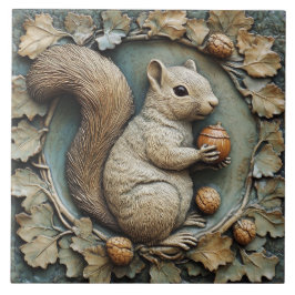 リスお洒落レルとアコーンフェイクレリーフ、 浮き彫り タイル
