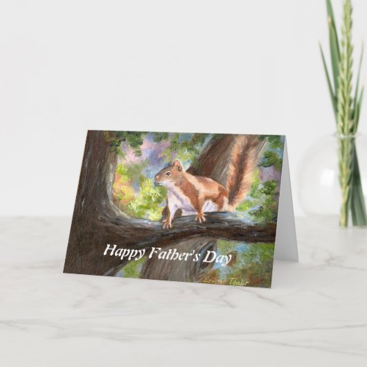 リスお父さんのデイカードを見ている カード (正面)