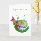 リスお誕生日ケーキカード カード (黄色い花)