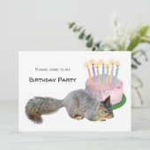 リスお誕生日ケーキ誕生日パーティーの招待 招待状 (スタンド正面)