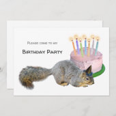 リスお誕生日ケーキ誕生日パーティーの招待 招待状 (正面/裏面)