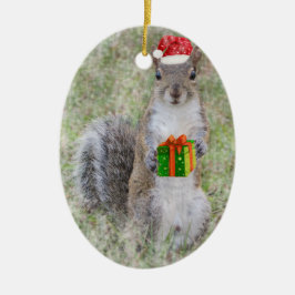 リスからのクリスマスプレゼント セラミックオーナメント