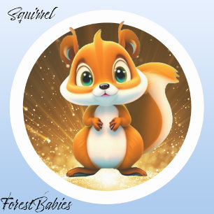 リス🐿かわいいウッドランド動物マンガグラフィック ラウンドシール