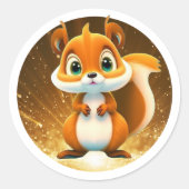 リス🐿かわいいウッドランド動物マンガグラフィック ラウンドシール (正面)