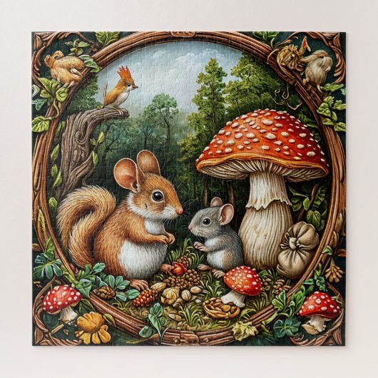 リスがいる幻想的な自然の風景 ジグソーパズル (縦)