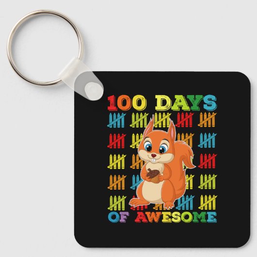 リスがかっこいい100日間 100日目の登校 キーホルダー (正面)
