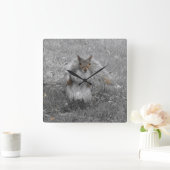 リスがやった スクエア壁時計 (ホーム)