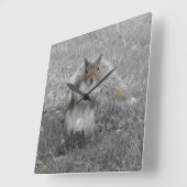 リスがやった スクエア壁時計 (傾斜)