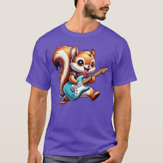 リスがギターを弾くロックバンドの少年 Tシャツ