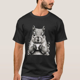 リスがコーヒーを飲む かわいい野生動物 自然 愛 Tシャツ