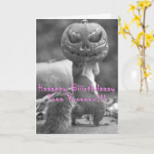 リスがジャック・オ・ランタンを着たバースデーカード カード (黄色い花)