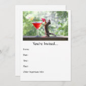 リスがハッピーアワーでカクテルを飲む 招待状 (正面/裏面)