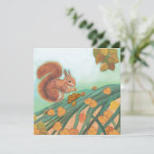 リスがヘザルナッツを食べるイラスト カード (スタンド正面)