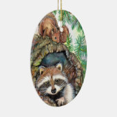 リスが付いている木の穴のアライグマ セラミックオーナメント (右)