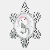 リスが付いている雪だるま スノーフレークピューターオーナメント (右)