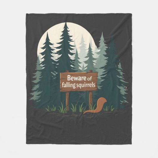 リスが倒れるTシャツに注意 フリースブランケット (正面)