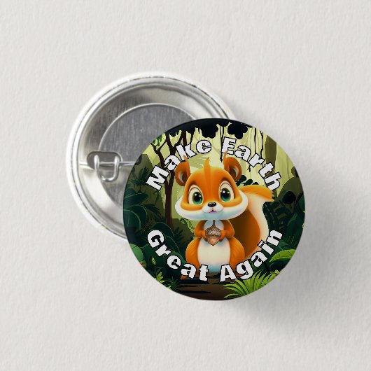 リスが再び地球素晴らしを環境にする 缶バッジ (正面&裏面)