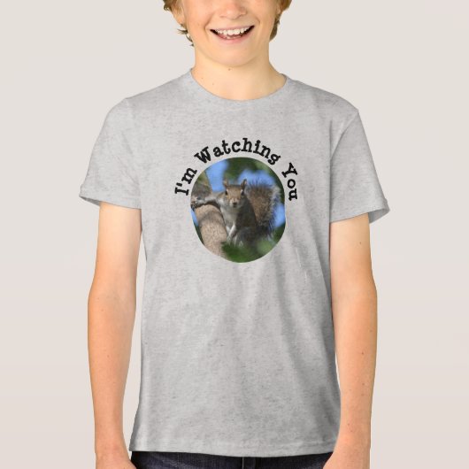 リスが可愛いおもしろい写真 トライブレンドTシャツ (正面)