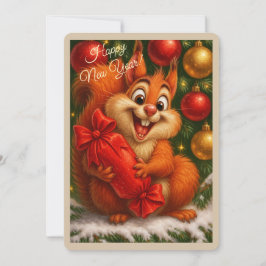 リスが描かれたクリスマスカード シーズンカード